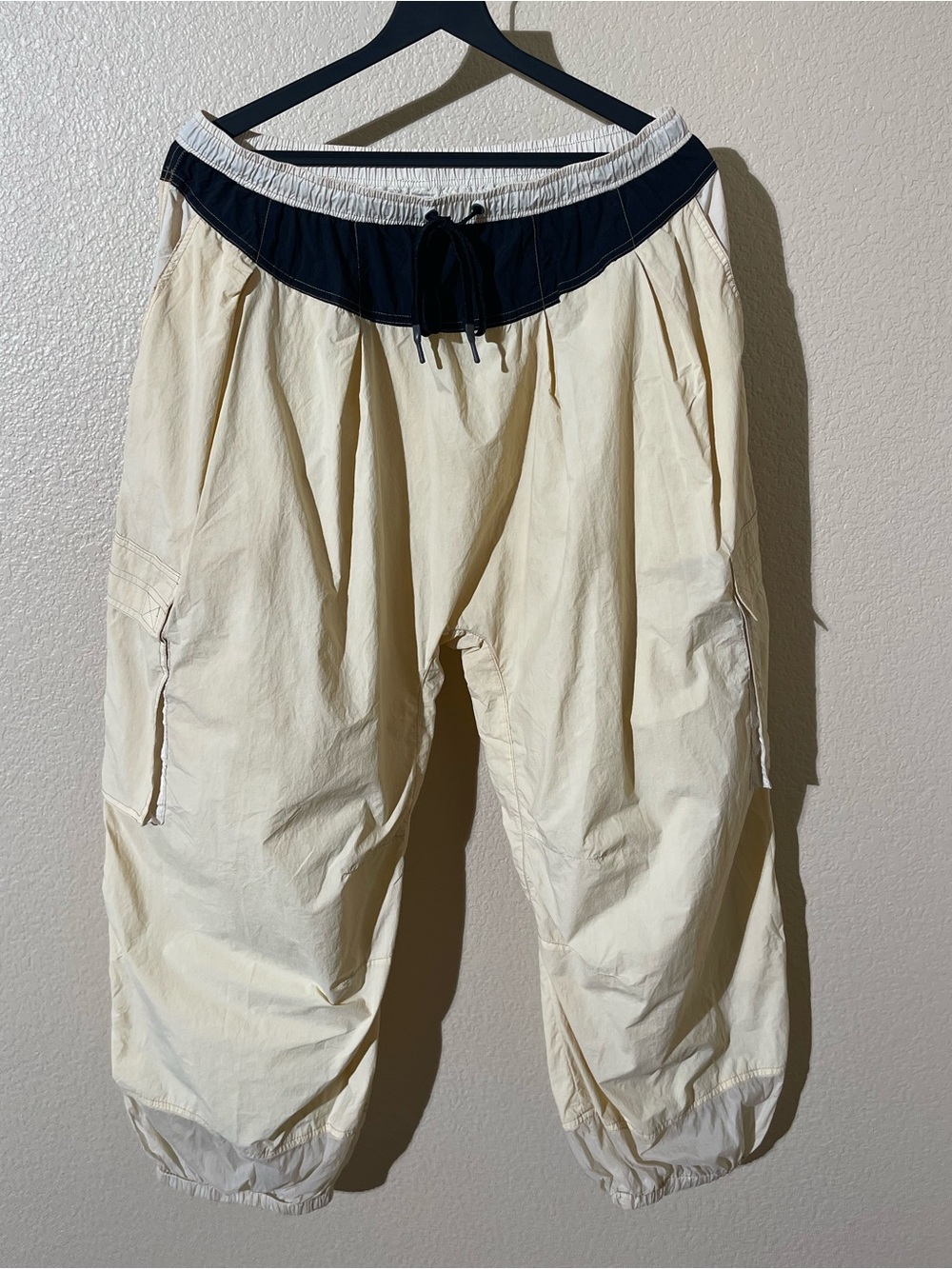 FP Movement by Free People Cream Cargo Jogger Pants with Black Waistband
